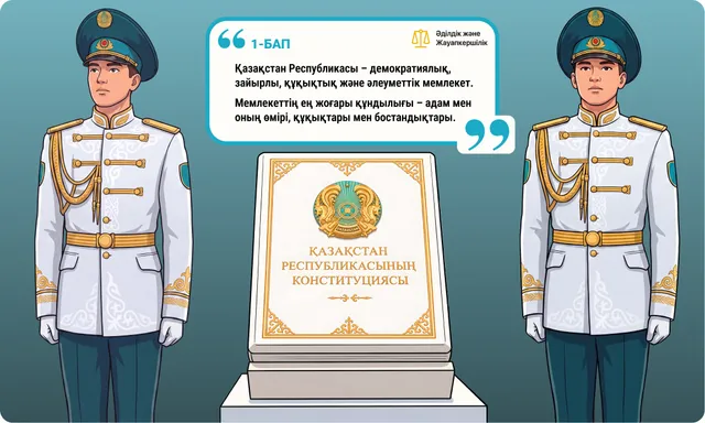 Ұлан сарбаздары Конституция жанында. 1-бап